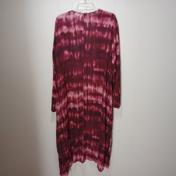 Torrid Wine Red Tie Dye Long Sleeve Lightweight Kimono Cover Top Plus Size - Picture 6 of 8